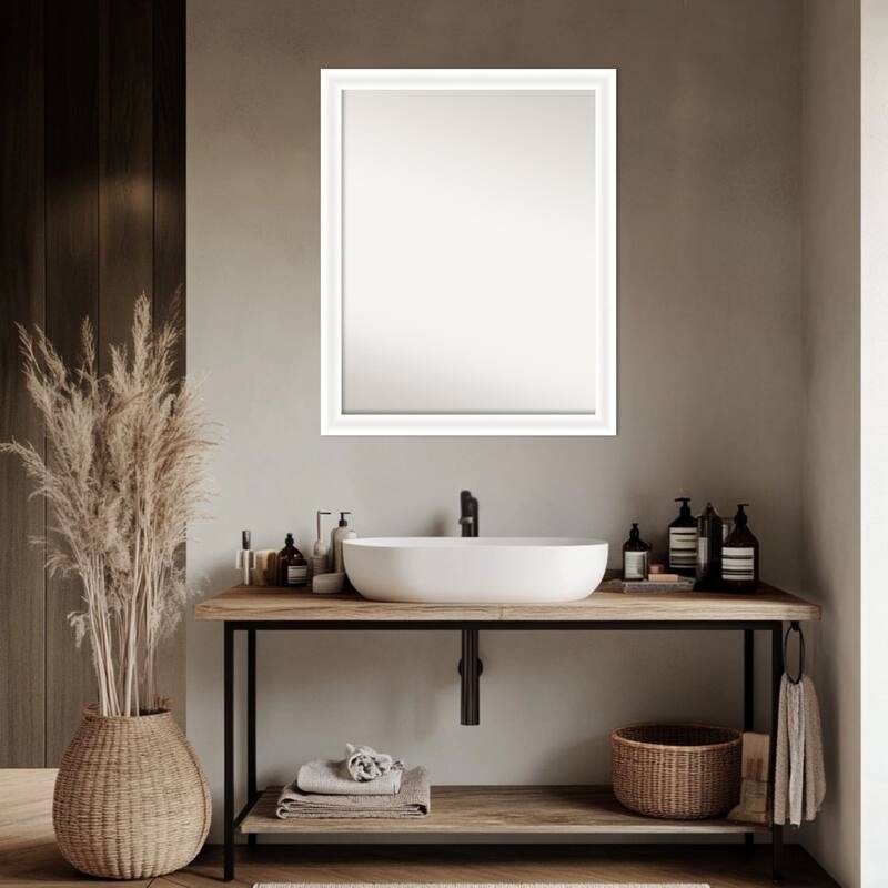 Oliver Narrow Non-Beveled Wood Framed Bathroom Vanity Wall Mirror