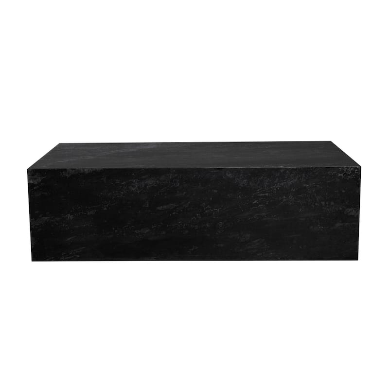 Rey Cocktail Coffee Table, 48 Inch Rectangular Natural Black Marble Body