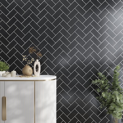 Apollo tile 3" x 6" Colorway Matte Black Glass Tile (5 sq ft/case) - 40 Pack