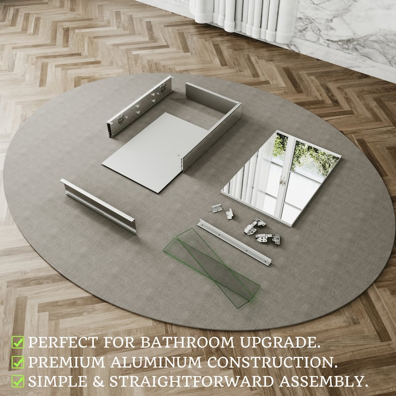 Modland Single Door Bathroom Medicine Cabinet with Mirror Adjustable Shelves,Recessed or Surface Mount