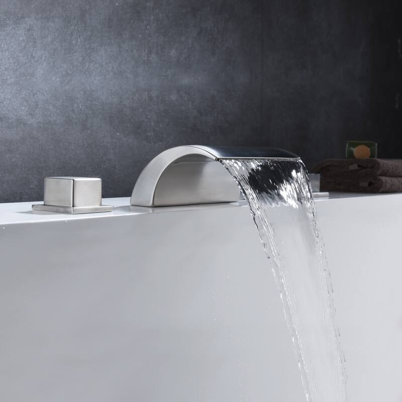Roman Tub Faucets Brushed Nickel,Waterfall Spout for High Flow Rate