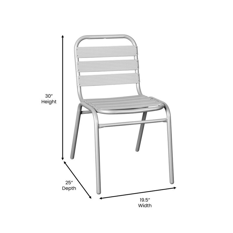 Commercial Aluminum Indoor-Outdoor Restaurant Stack Chair with Triple Slat Back
