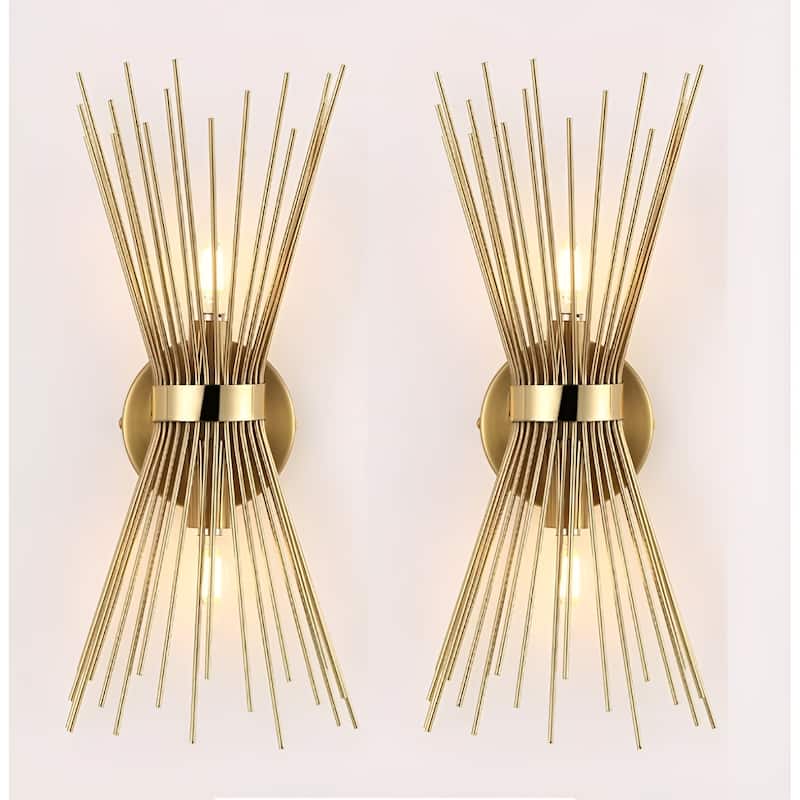 Set of 2 Light Dimmable Candle Wall Lights - Jovenko Sconces - Gold