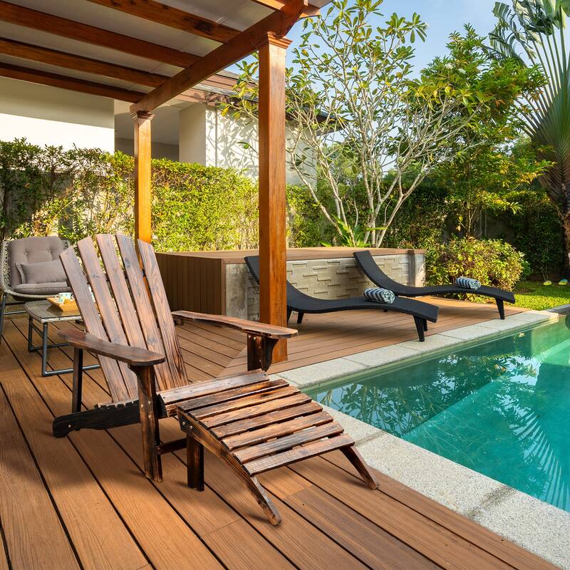Wooden Adirondack Chair with Ottoman
