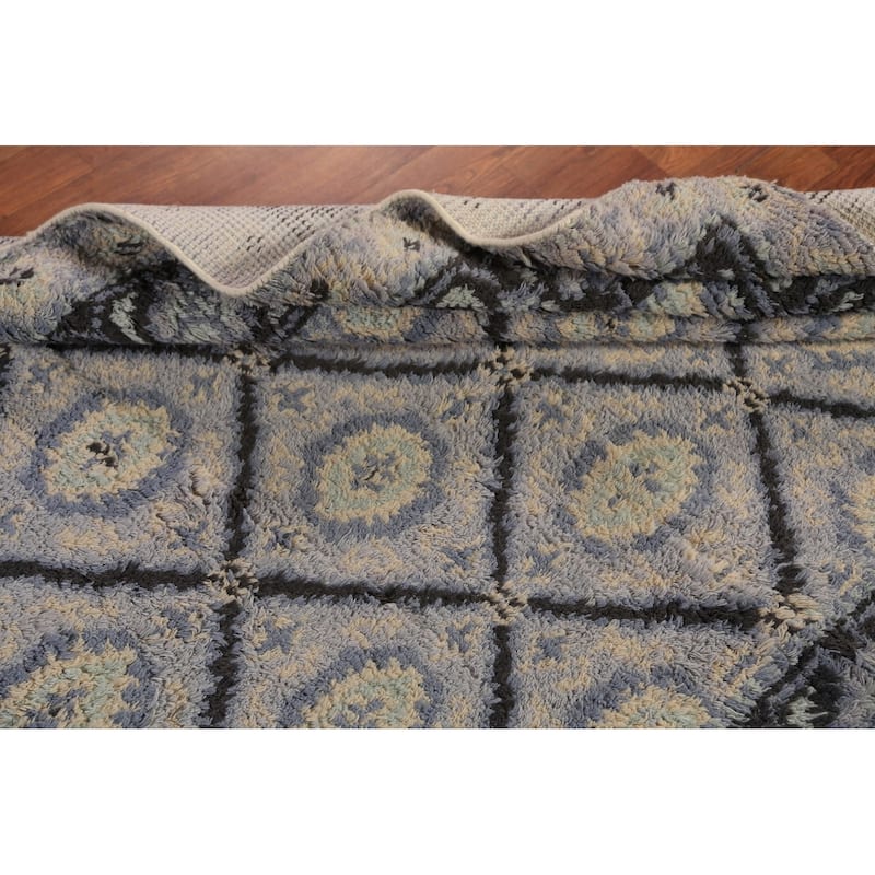 Trellis Plush Moroccan Shaggy Oriental Rug Hand-Knotted Wool Carpet - 4'10" x 7'11"