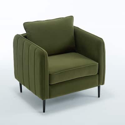 Modern Velvet Lounge Chair with Plush Cushions Sturdy Metal Frame and Removable Pillows - 32.68" x 29.13" x 35.04"