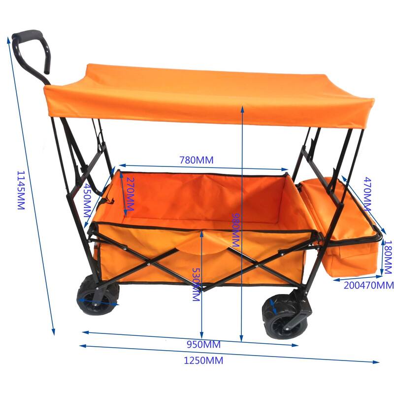 Outdoor Steel Folding Large Capacity Garden Cart Patio Wagon with Lid