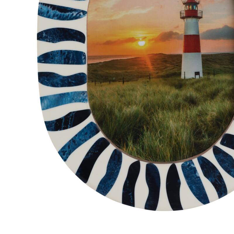 Resin Oval Picture Frames Bold Striped Design for Wall Decor Accent
