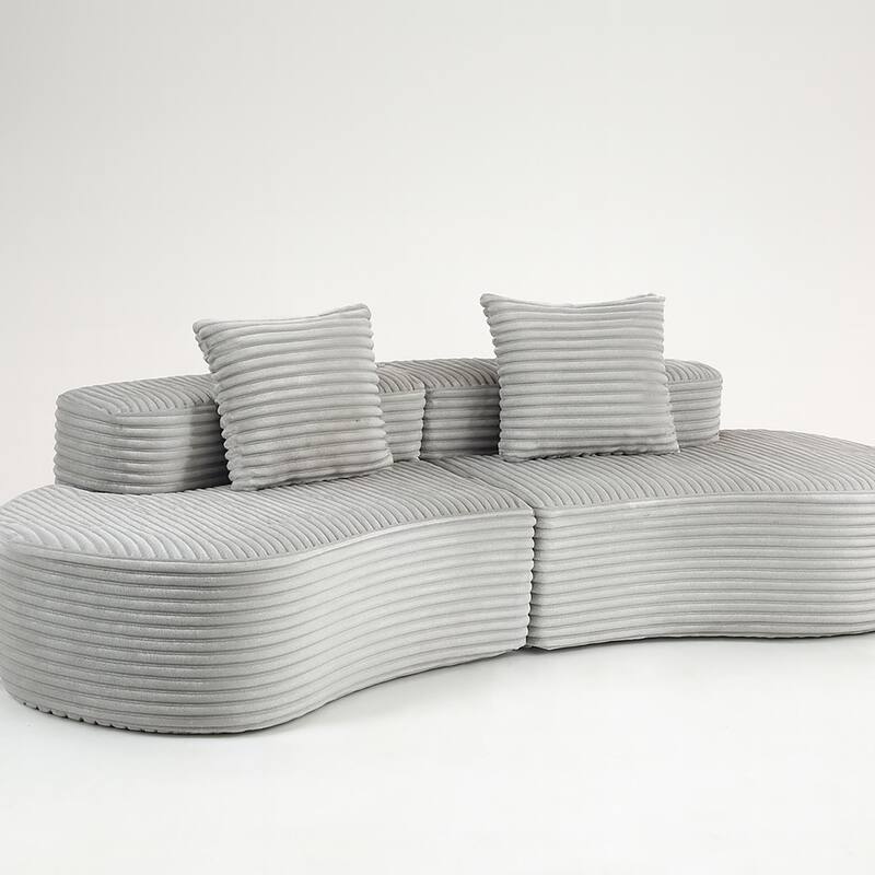 Moon Bay Lounge Couch Curved Sectional Sofa Corduroy Compressed Sofa
