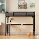 preview thumbnail 3 of 5, Twin Metal Loft Bed with Desk, Ladder and Guardrails,bookdesk under bed , Black