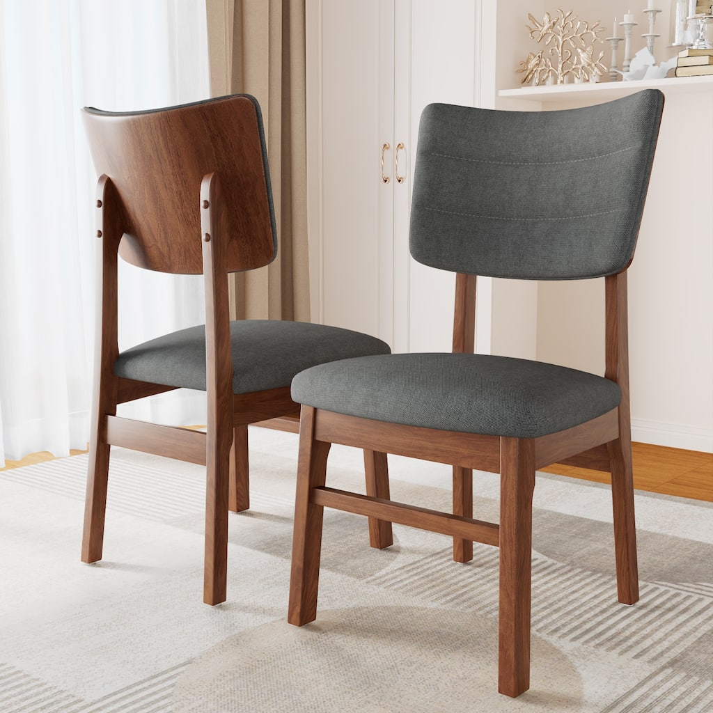 Brown Gray Upholstered Dining Chairs with Ergonomic Backrest, Reception Chair Lounge Chair Coffee Chair Side Chair