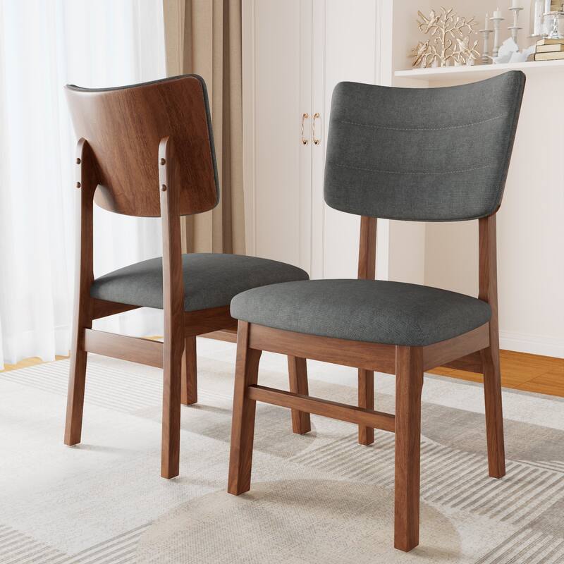 Mid-Century Upholstered Dining Chairs with Rubberwood Frame, Set of 4