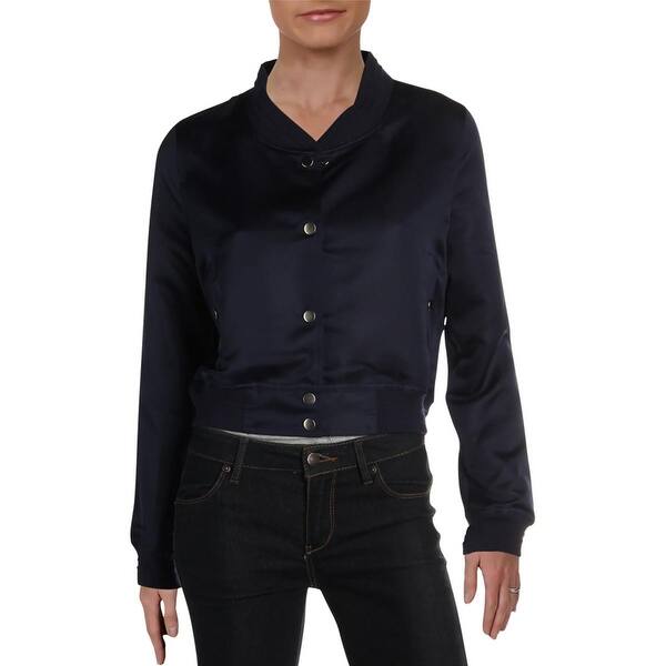 Shop Gracia Womens Cropped Jacket Satin Fall Spring Free