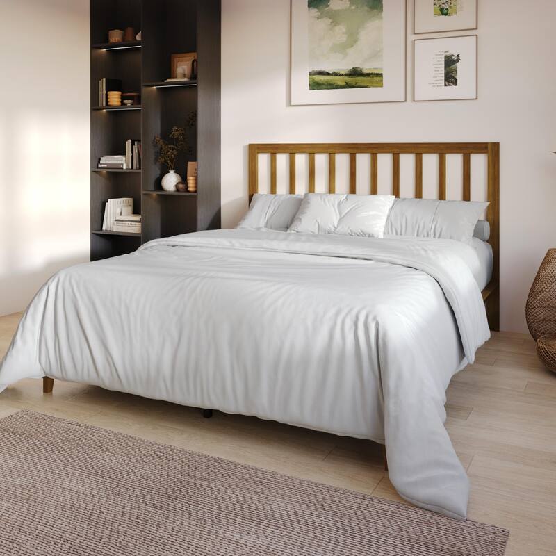 Clayfell Lancaster Platform Bed Frame with Slatted Headboard, No box spring required, Easy Assembly