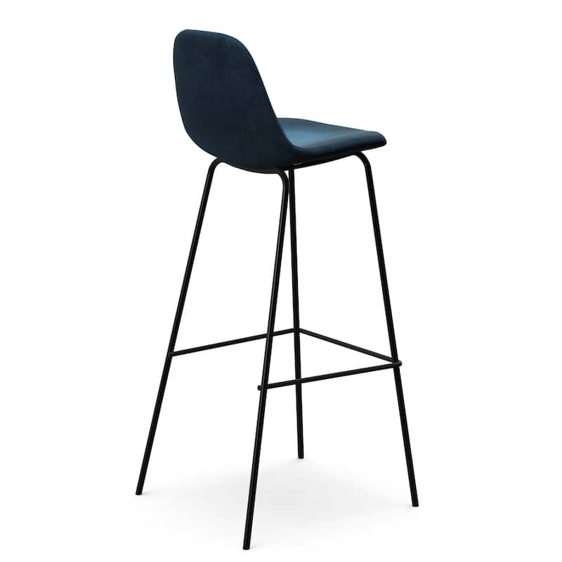 Maxine Velvet Bar Height Stools Black Legs (Set of 2)