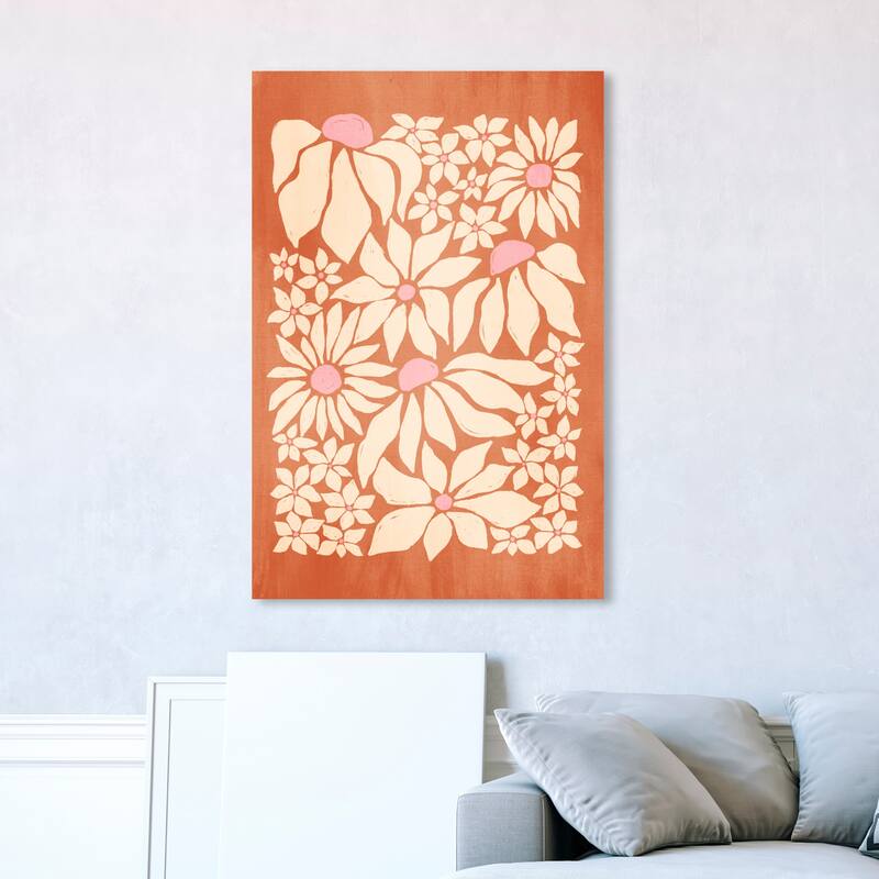Wynwood Studio Canvas Floral and Botanical Sunset Floral Orange and Pumpkin Modern & Contemporary Wall Art Canvas Print - 45 x 30