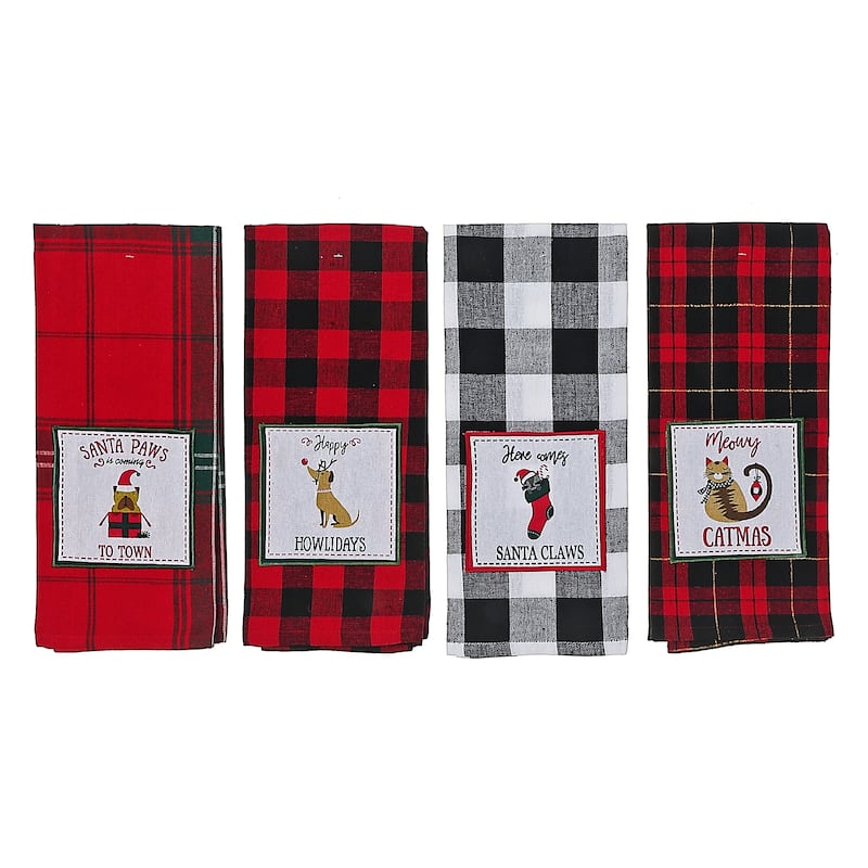 Christmas Holiday Pet Kitchen Towel - Set of 4