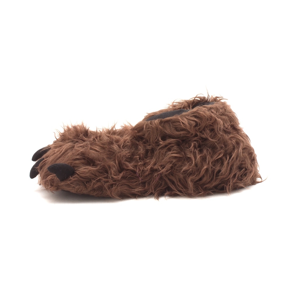 Lazy One Big Foot Brown Paw Kid Slippers Size S 9-11