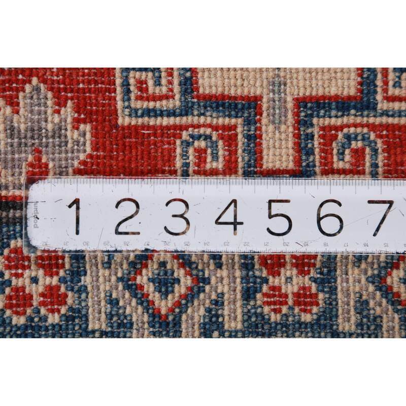 Hand Knotted Oriental 100% Wool Carpet Traditional Geometric Beige & Ivories Kazak Area Rug - 11' 1'' X 8' 4''