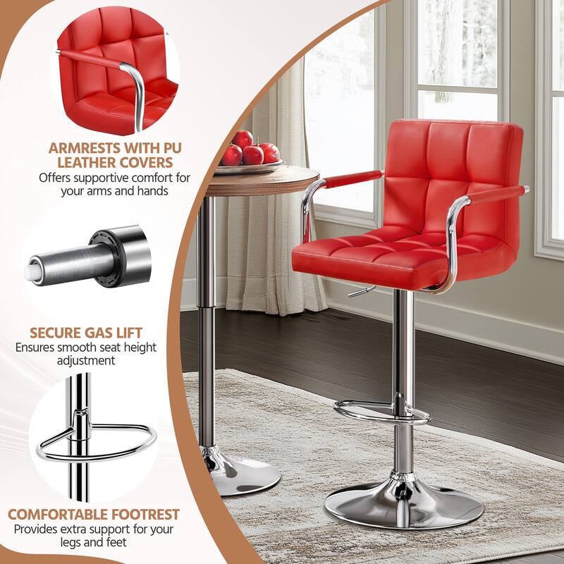 Yaheetech Bar Stools with 360-Degree Swivel and Adjustable Height- Set of 2