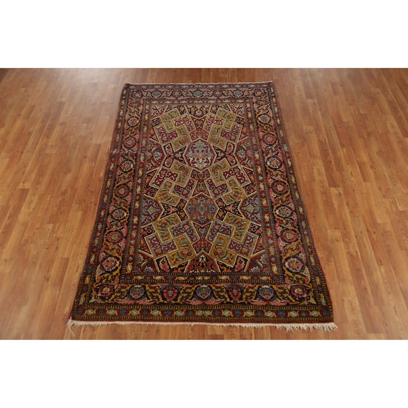 Kerman Ravar Antique Persian Rug Handmade Wool Carpet - 4'6" x 7'2"