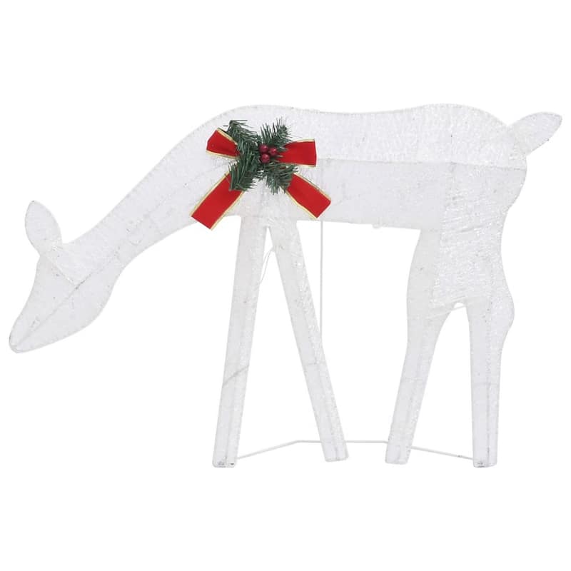 Outdoor 3 Reindeer Christmas Decoration, 90 Cool White LEDs, Steel - Cool White, Red