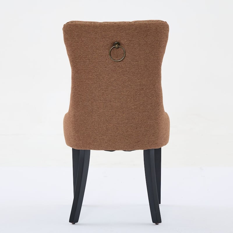 Solid Wood Dining Chairs Set of 2, Tufted Upholstered Kitchen Side Chairs, Dining Chair with Wood Legs & Nailhead Trim