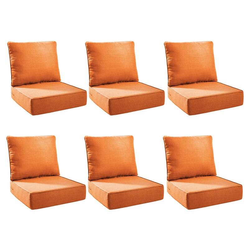 Pocassy 24"x24"x6" Thick Cushions Indoor/Outdoor Deep Seat Cushion - Orange - 6 Set Cushion