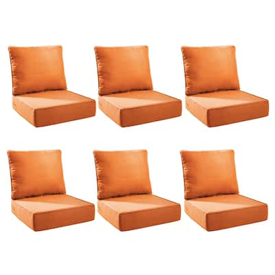 Pocassy 24x24x6 Inch Thick Cushions Pillows Indoor Outdoor Deep Seat Water & Fade Resistant - 6 Set