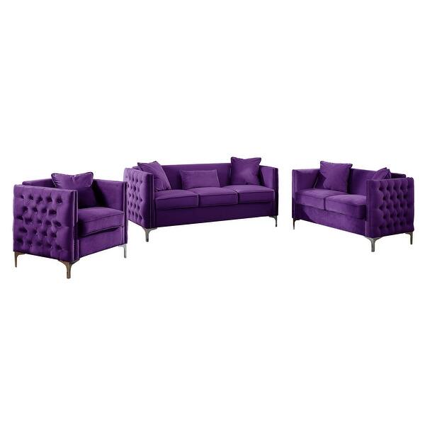 Purple Velvet Living Room Set On Sale Overstock 35468317