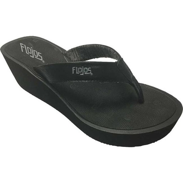 womens wedge flip flops black