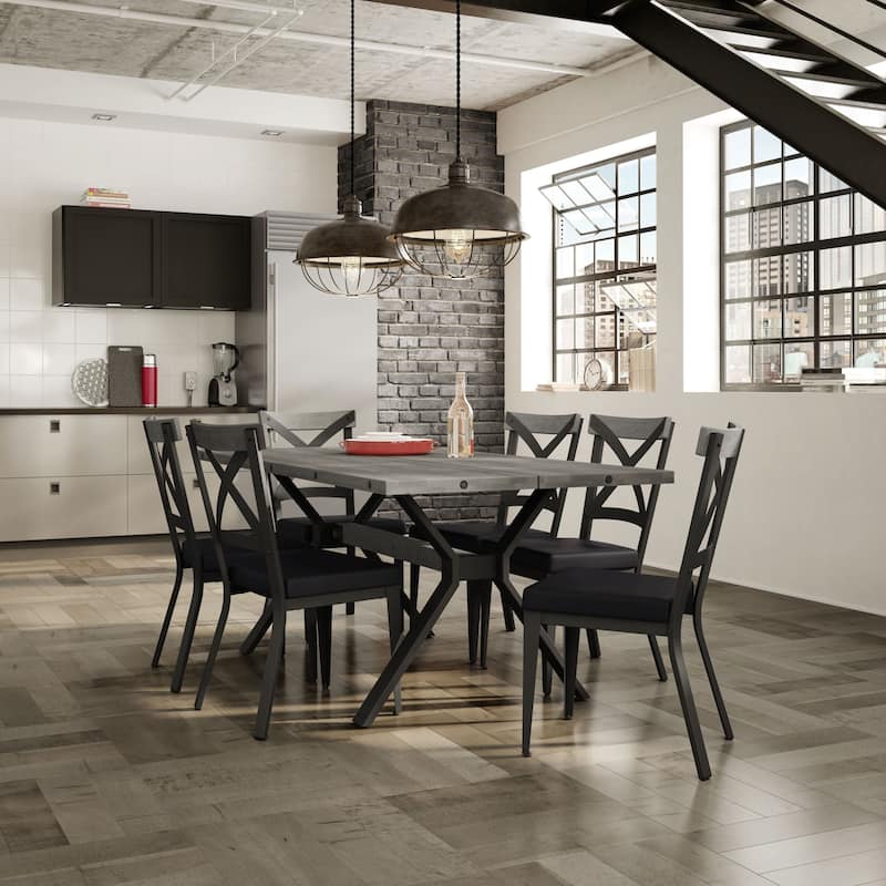 Amisco Snyder Upholstered Dining Chair with Wooden Accent and Metal Frame