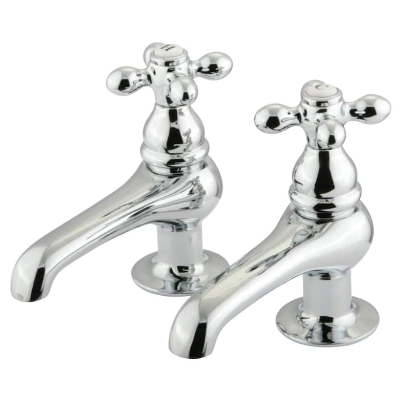 Kingston Brass Restoration Basin Faucet with Metal Cross Handle - Polished Chrome