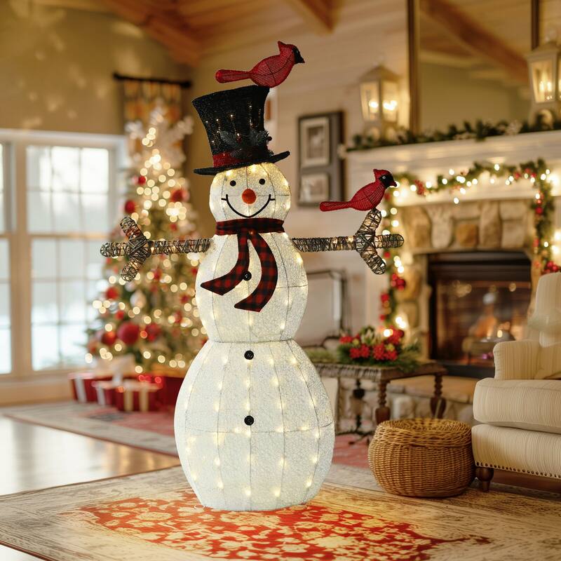 VEIKOUS 5 ft. Warm White LED Snowman Christmas Holiday Yard Decoration - White