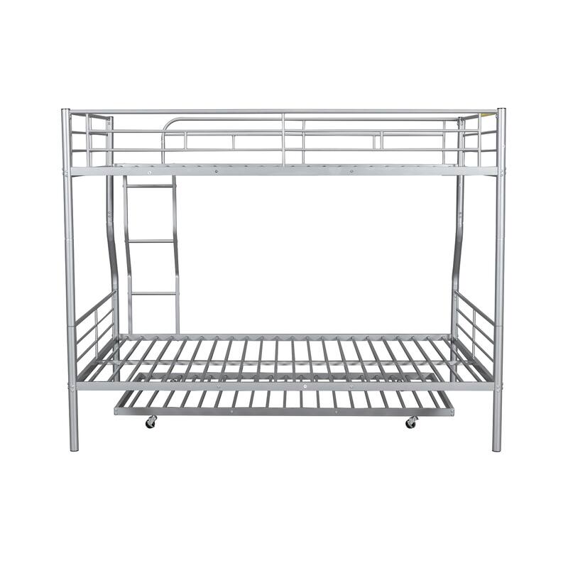 Full XL Over Queen Metal Bunk Bed with Trundle