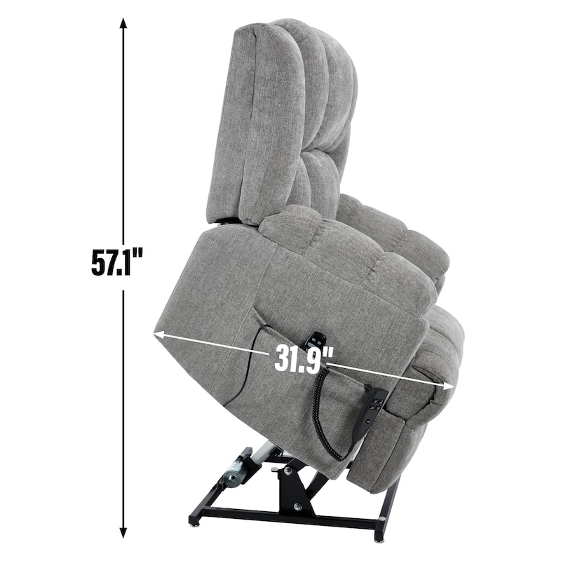 Dual Motor Heat Massage Infinite Position Electric Power Lift Recliners with Power-Remote, Medium-firm and Heavy Duty