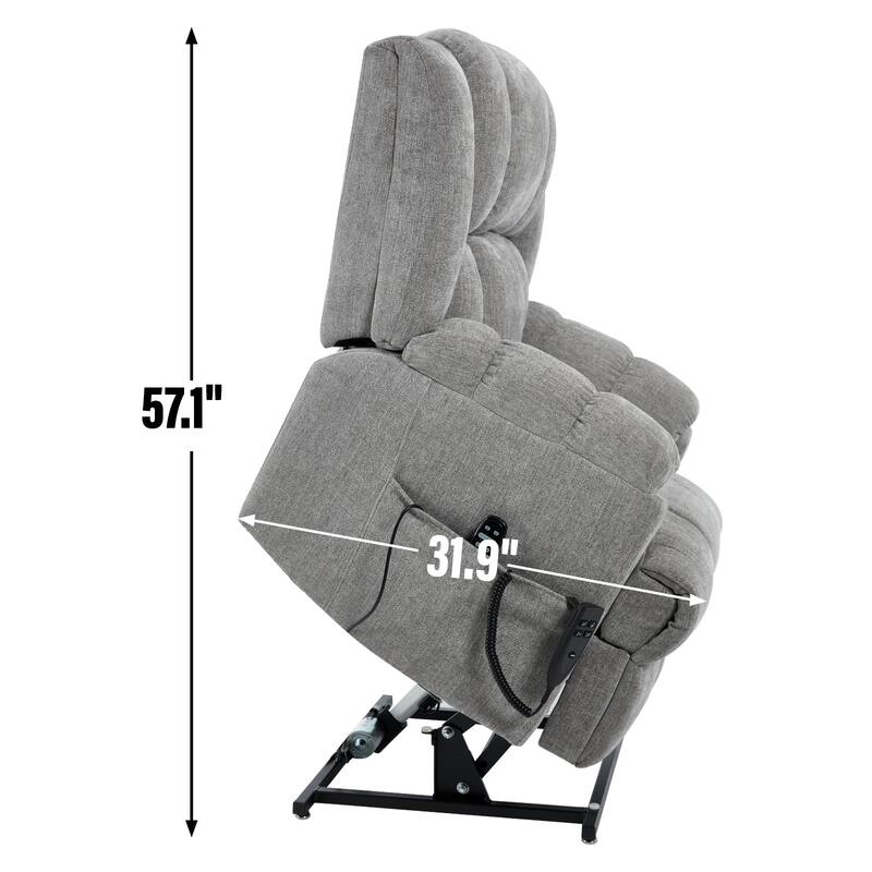 Dual Motor Power Lift Chenille Recliner Chair with Massage and Heat for Elderly People, Lazy Boy Single Sofa, Infinite Position