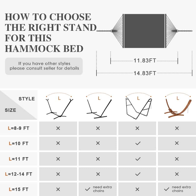 Outdoor Rope Hammock with Polyester Pad, 475 lbs Capacity