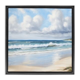 Stupell Sand Walk Ocean Waves Framed Floater Canvas Wall Art Design By ...