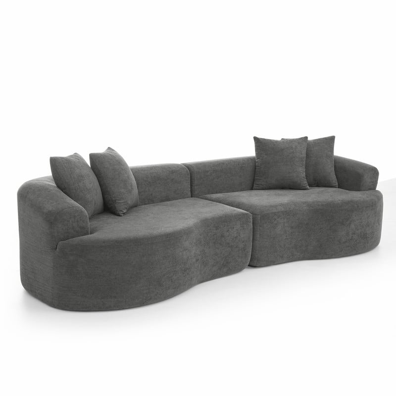 Modern Cloud 4-Seater Sectional Curved Sofa, Minimalist Compression Living Room Couch, No Assembly Needed