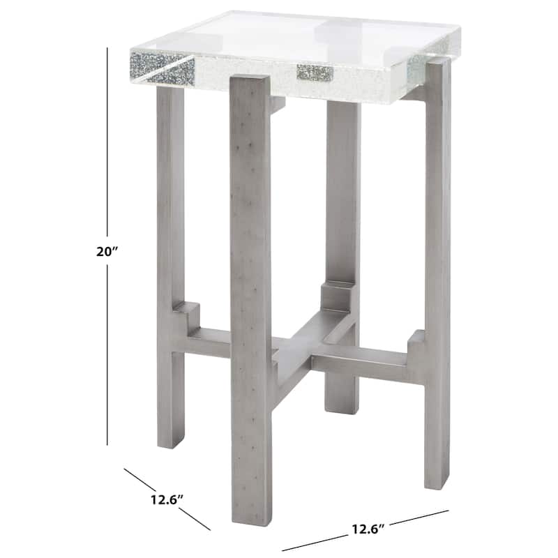 SAFAVIEH Couture Jazlyn Square Bubble Glass Table - 13 IN W x 13 IN D x 20 IN H