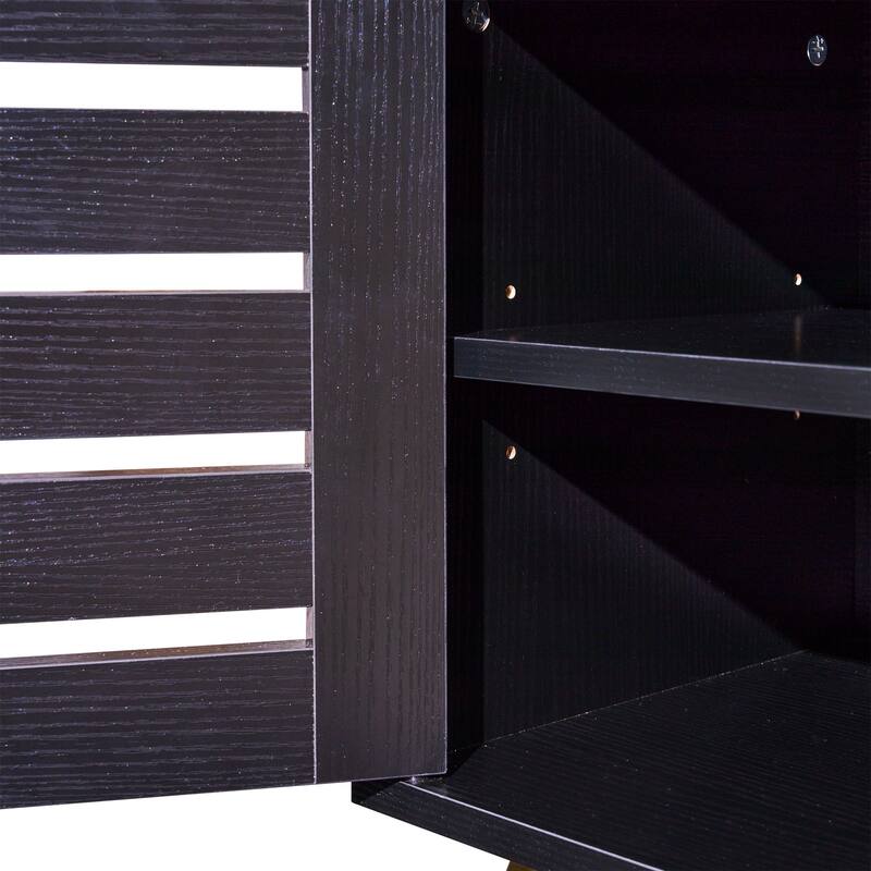 VECELO L-Shaped Entryway Bench with Cushion Shoe Storage Bench with Louvered Door & Open Shelves Hallway Seat Organizer