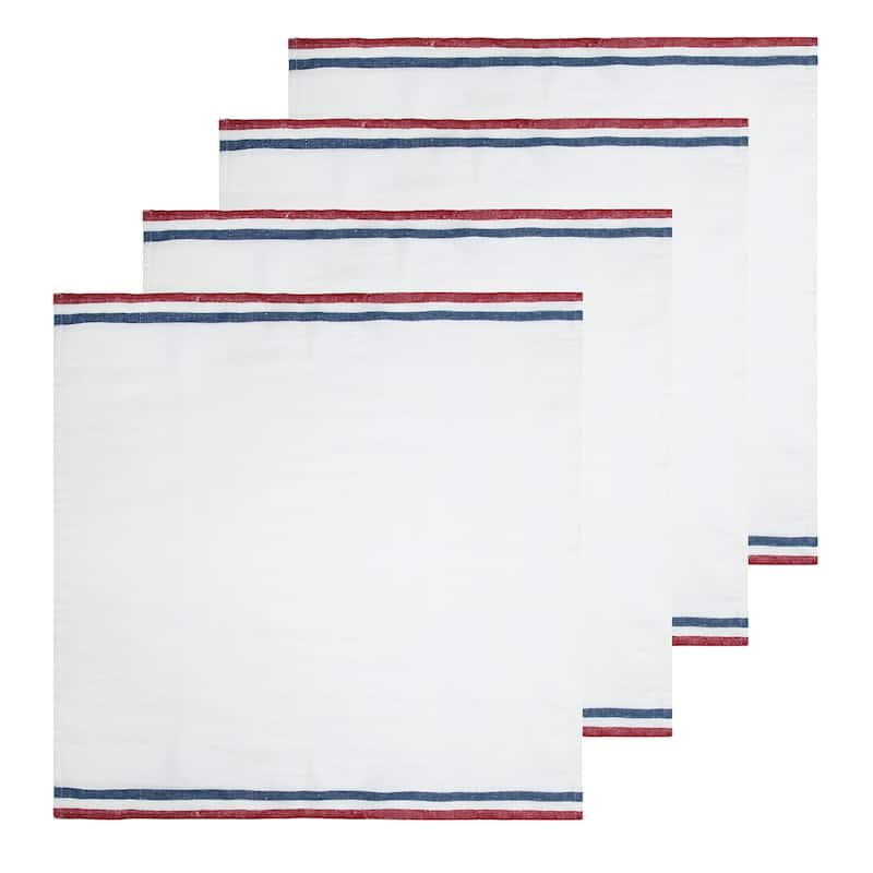 Caravan Normandy Napkins - Set of 4 - 20" x 20" - 20 x 20" - White, Red, White, Blue