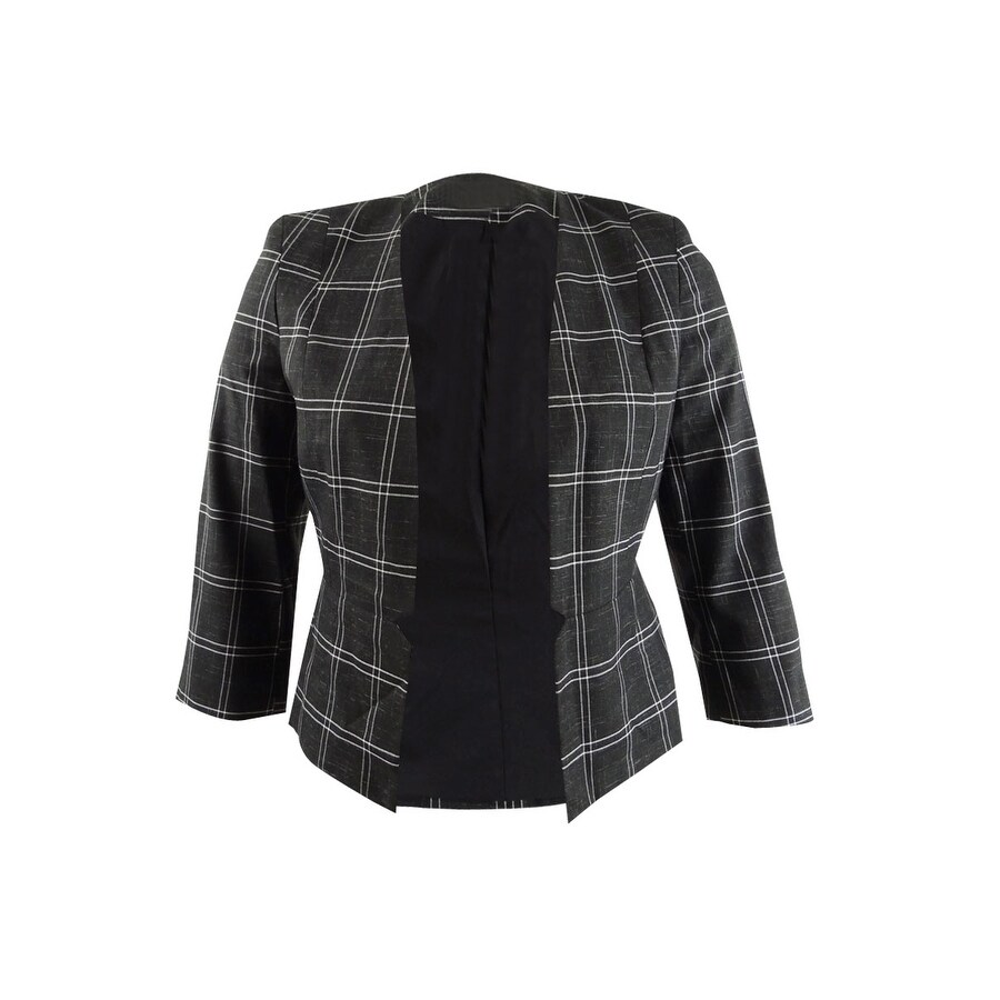 Tahari ASL Women's Collarless Plaid