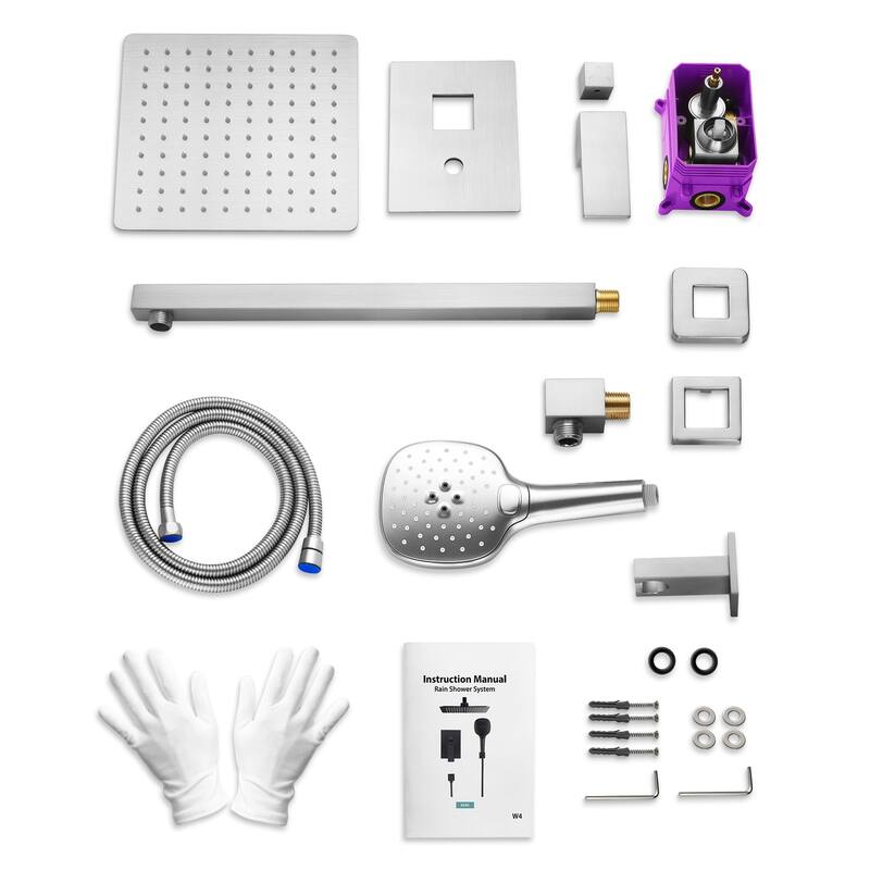 GRANDJOY 10 Inch Rainfall Shower System Pressure Balanced Shower Head with 3-Function Handheld Spray