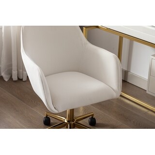 Modern Ivory Velvet Home Office Chair with Adjustable Height and 360 ...