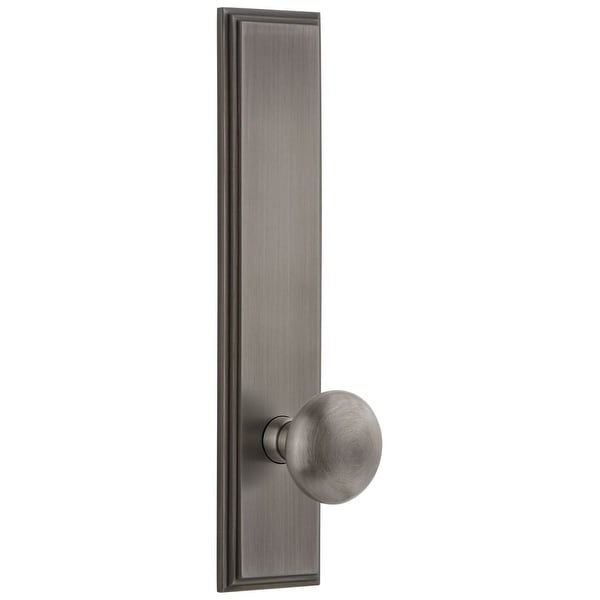 Grandeur CARFAV_TP_PRV_234_LH Carre Solid Brass Tall Plate Rose Left Handed Privacy Door Knob Set with Fifth Avenue Knob and