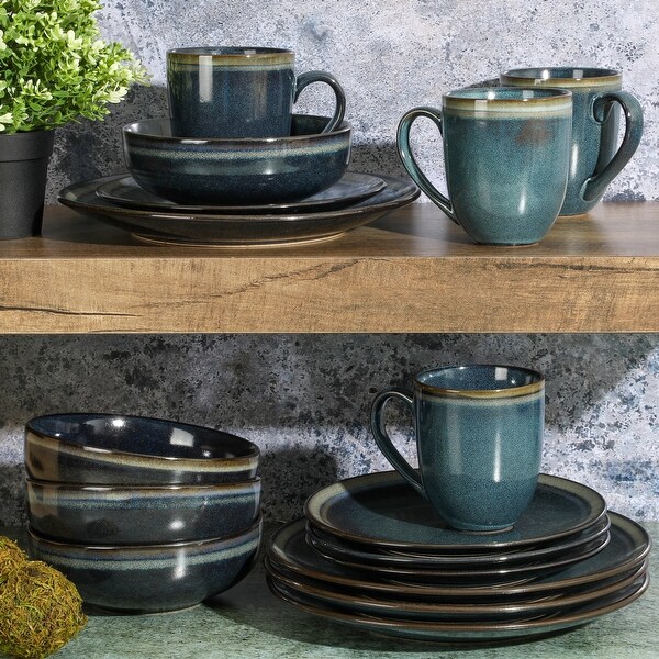 Laurie Gates Novara 16 Piece Round Stoneware Dinnerware Set