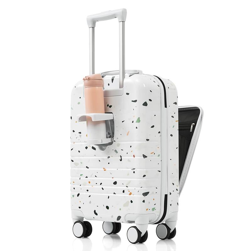 High Quality Front Opening Luggage Sets 3 Piece, ABS+PC Hard Carry on Suitcase with USB Port and Cup Holder & Spinner Wheels