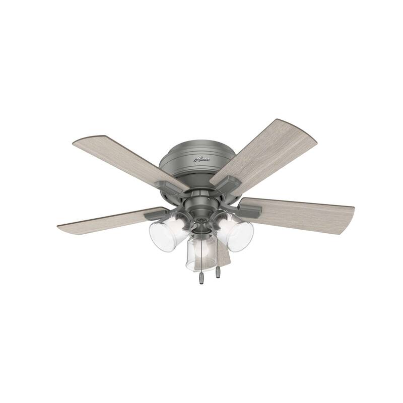 Hunter 42" Crestfield Low Profile Ceiling Fan with 3-Light LED Light Kit and Pull Chain - Casual, Farmhouse, Rustic